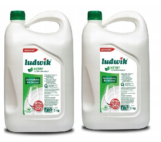 Levně Tekutý prostředek na mytí nádobí Ludwik máta, mátový, 5 l