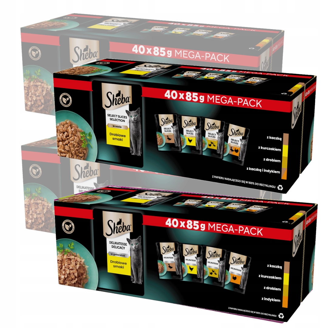 Sheba Delicacy Drůbeží příchutě 160 x 85 g Mokré krmivo pro kočky želé