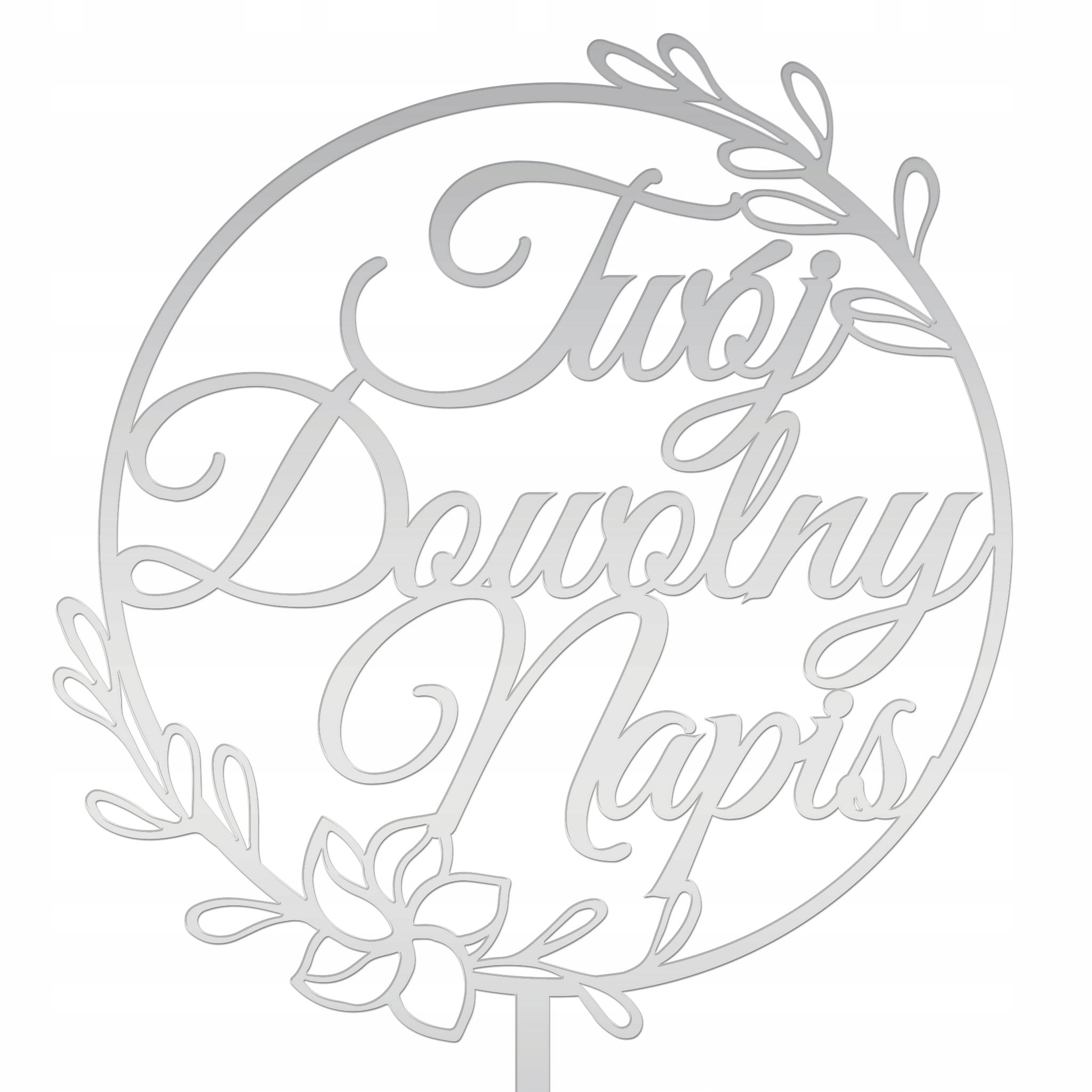 

Topper Tort Napis Dekoracja Ozdoba Wesele Srebrny