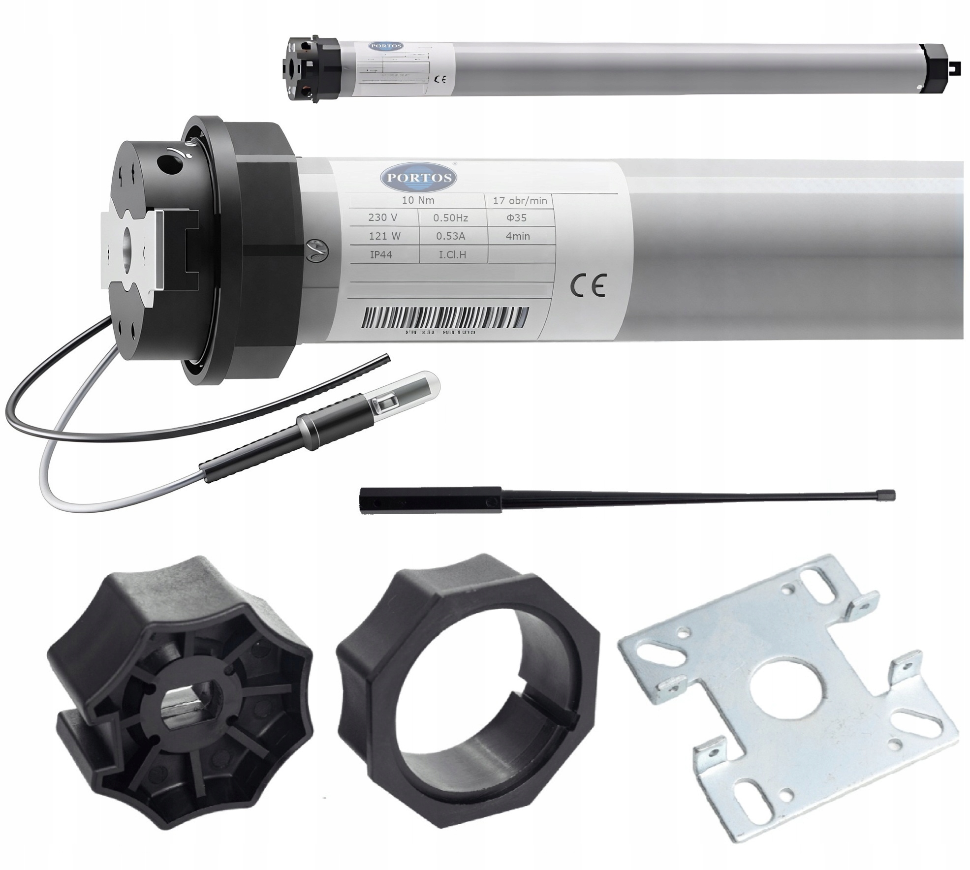 Motor s rádiovým pohonem pro venkovní rolety Fi 40 mm 10Nm Portos, dálkové ovládání Portos