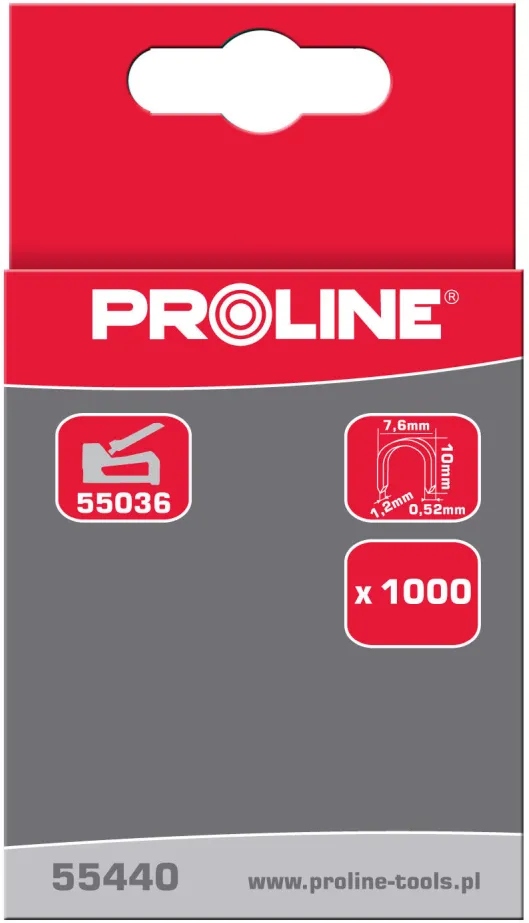 Zszywki hartowane L 7,6mm półokrągłe L:12mm PROLINE (55442)