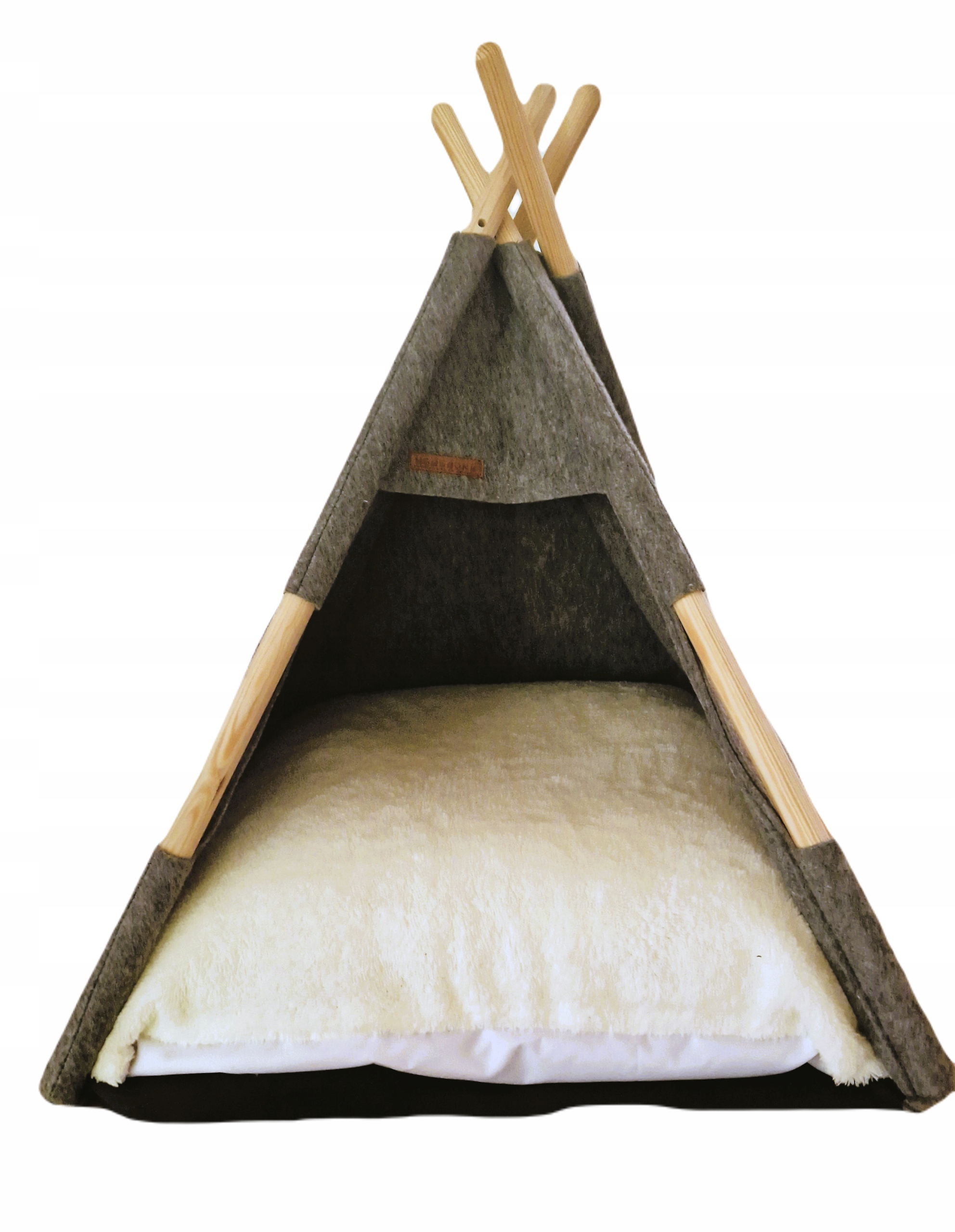 Levně Tipi pelíšek budka stan pro psa plst polštář ecru 60x60 cm