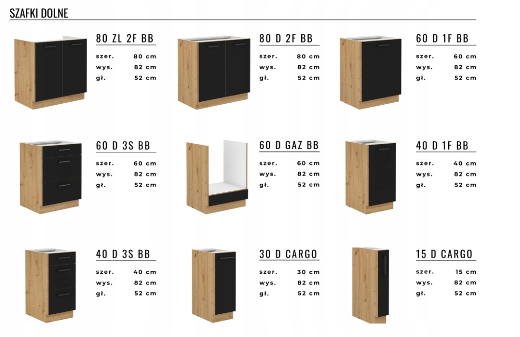 Szafka kuchenna MODENA słupek 40 DK-210 2F Szerokość mebla 40 cm