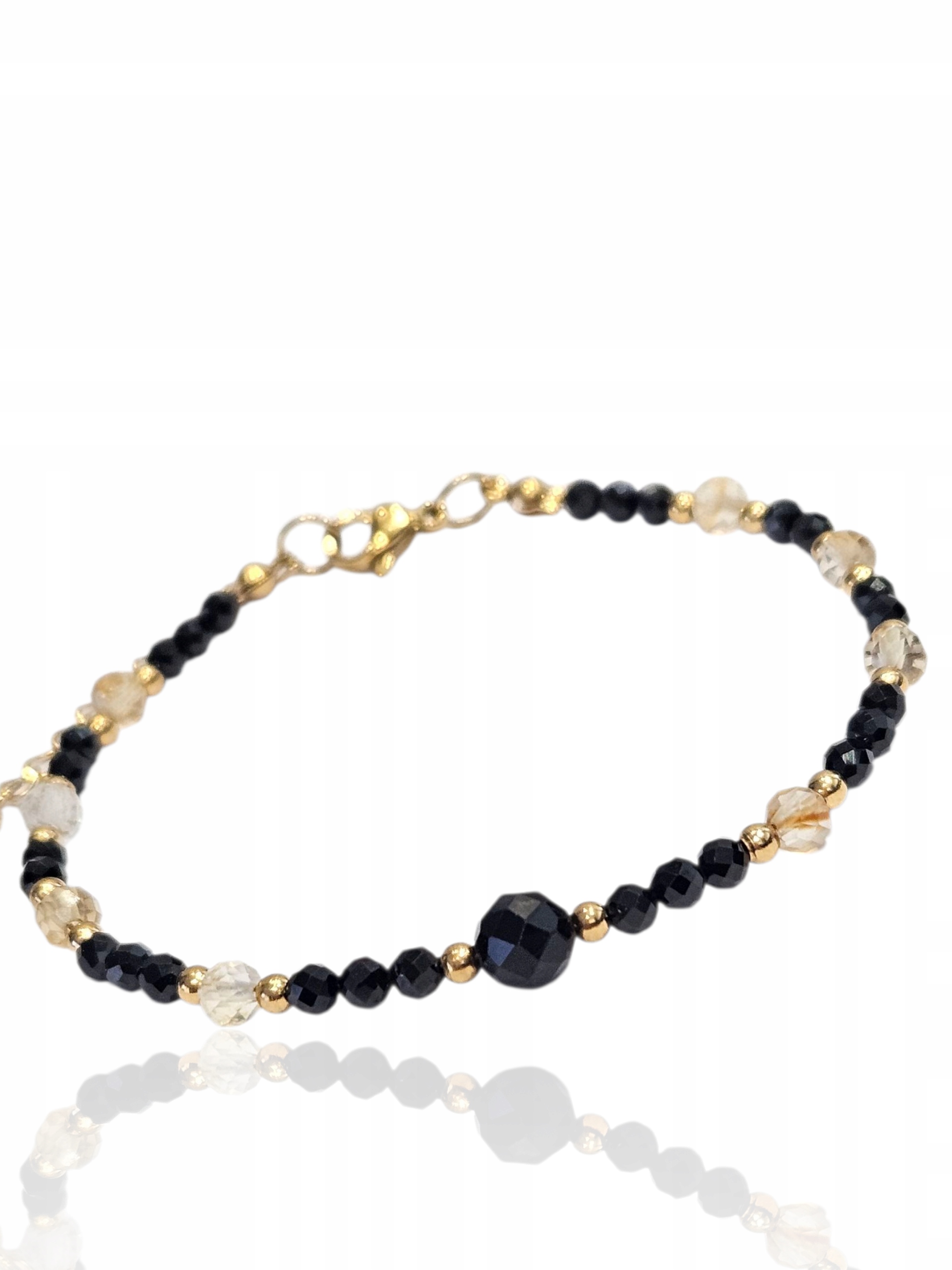 Bransoletka Szczęścia Czarny Turmalin Cytryn Ochrona i Bogactwo