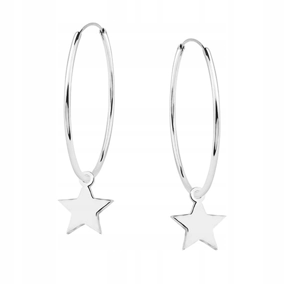 Náušnice kroužky s visícími malými jemnými hvězdičkami stříbro ryzost 925