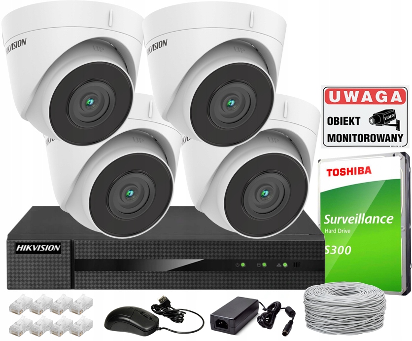 

Zestaw monitoringu Ip PoE 4 Kamery 4Mpx Hikvision