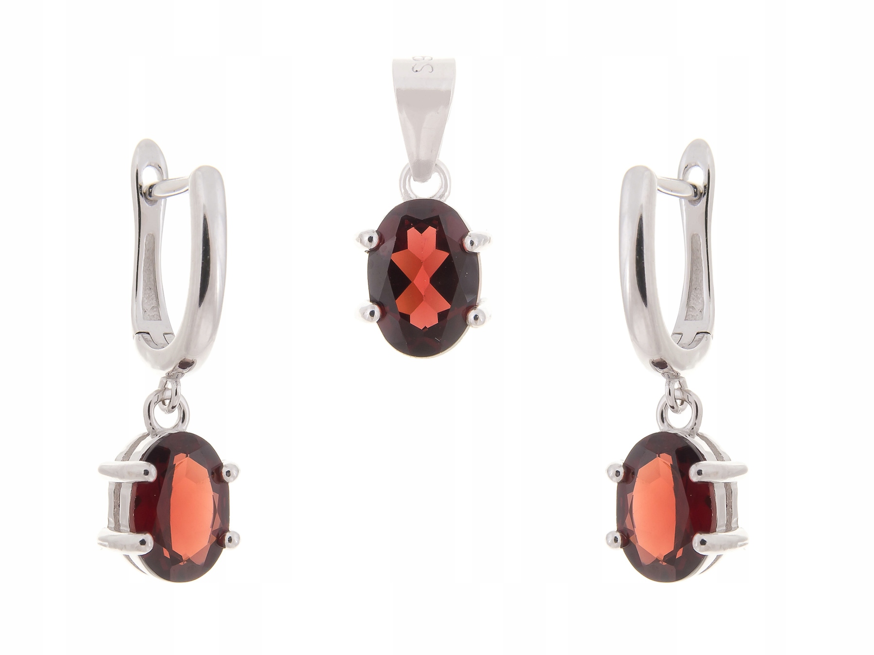 Stříbrný Rhodiovaný Komplet Kol+wis Granát Přírodní Dárek