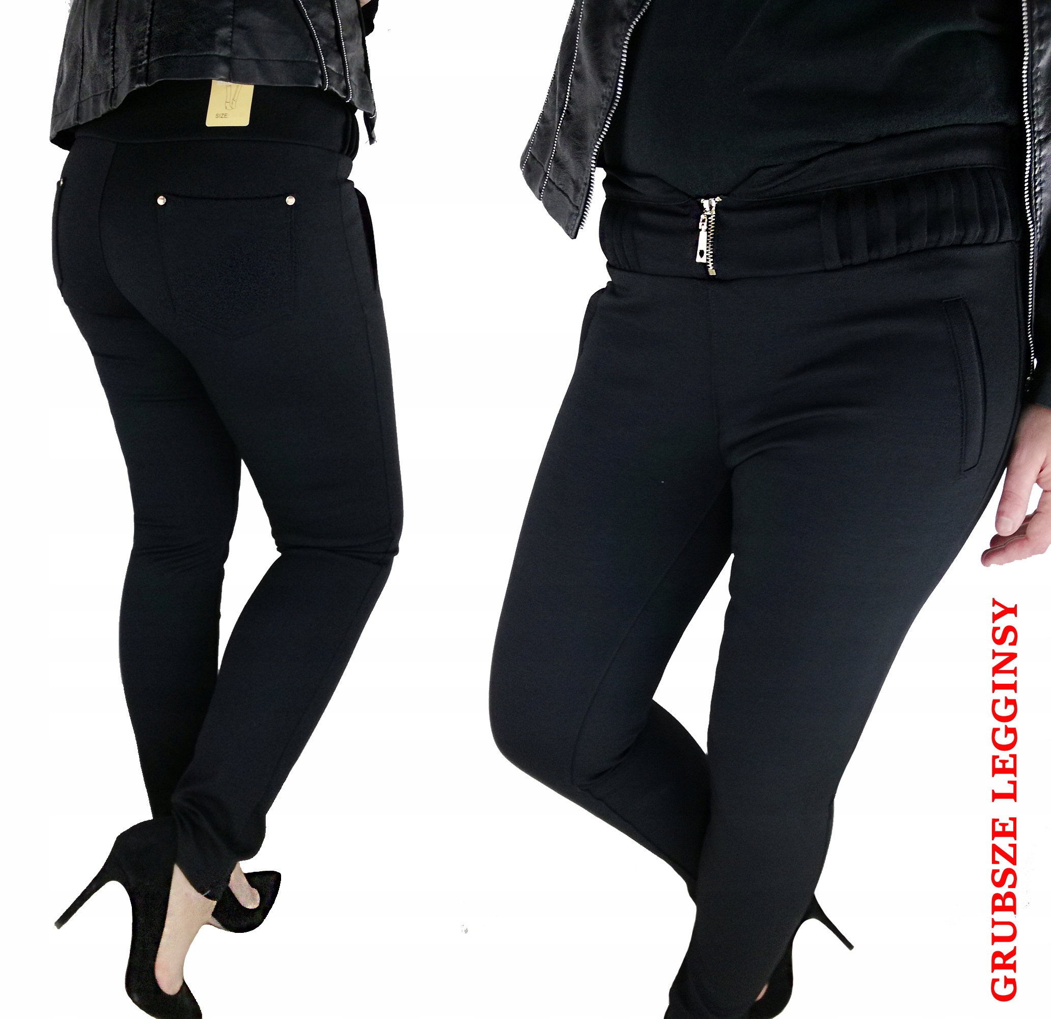 

Grubsze Modelujące Pas Legginsy Spodnie Zip 4XL 48