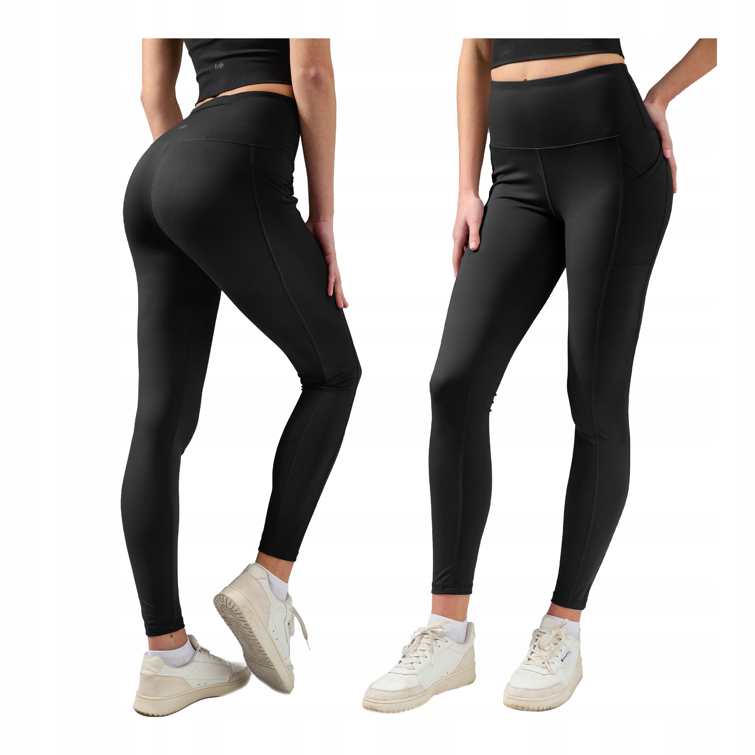 Dámské sportovní legíny do posilovny s kapsami Legs XL Černé