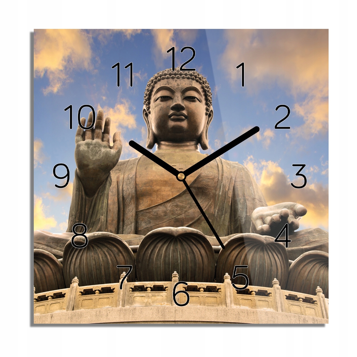 

Duża rzeźba Buddy zegar na szkle do kuchni 30x30