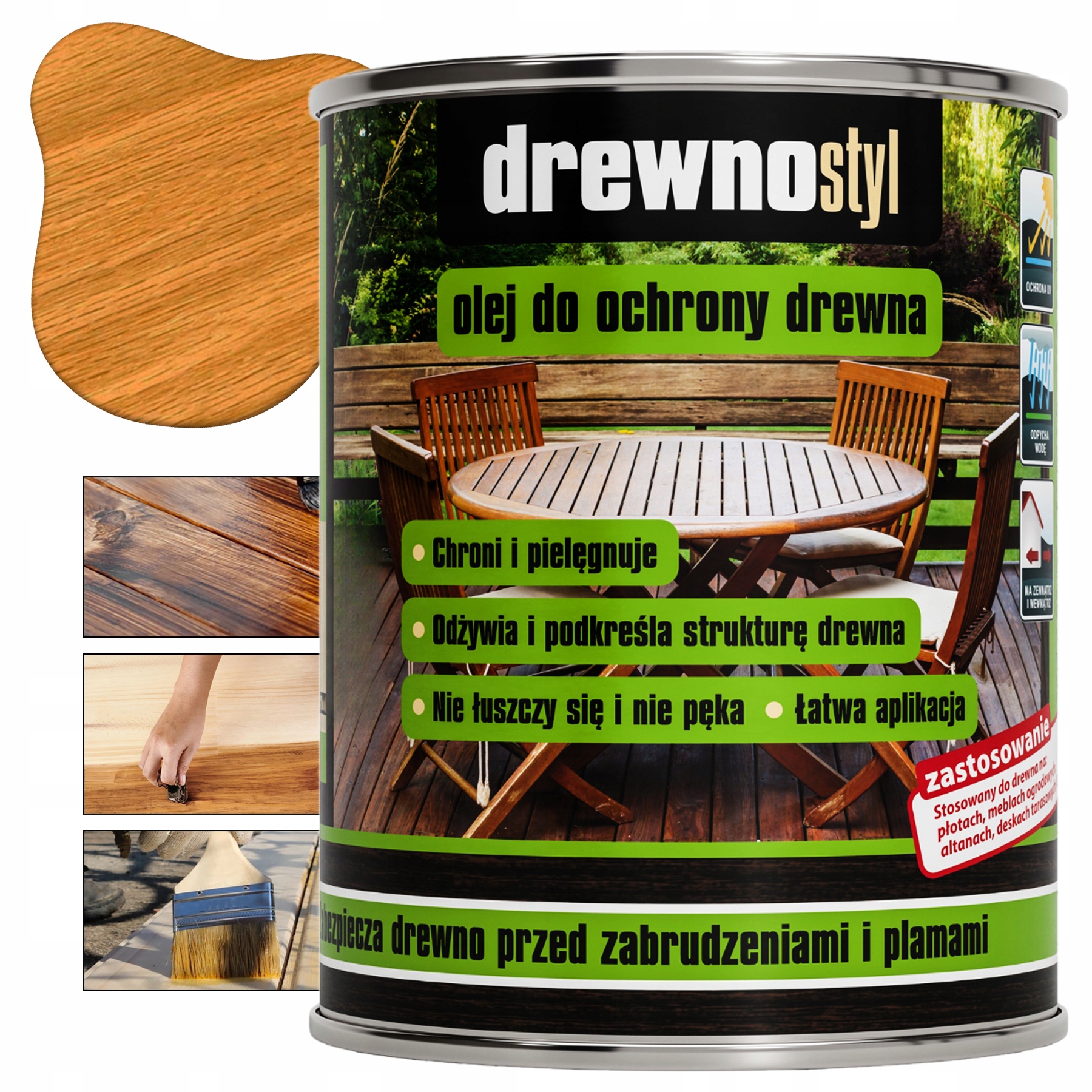 Olej Do Ochrony Drewna Impregnat Dąb Drewnostyl 2,5l Podkreśla Strukturę