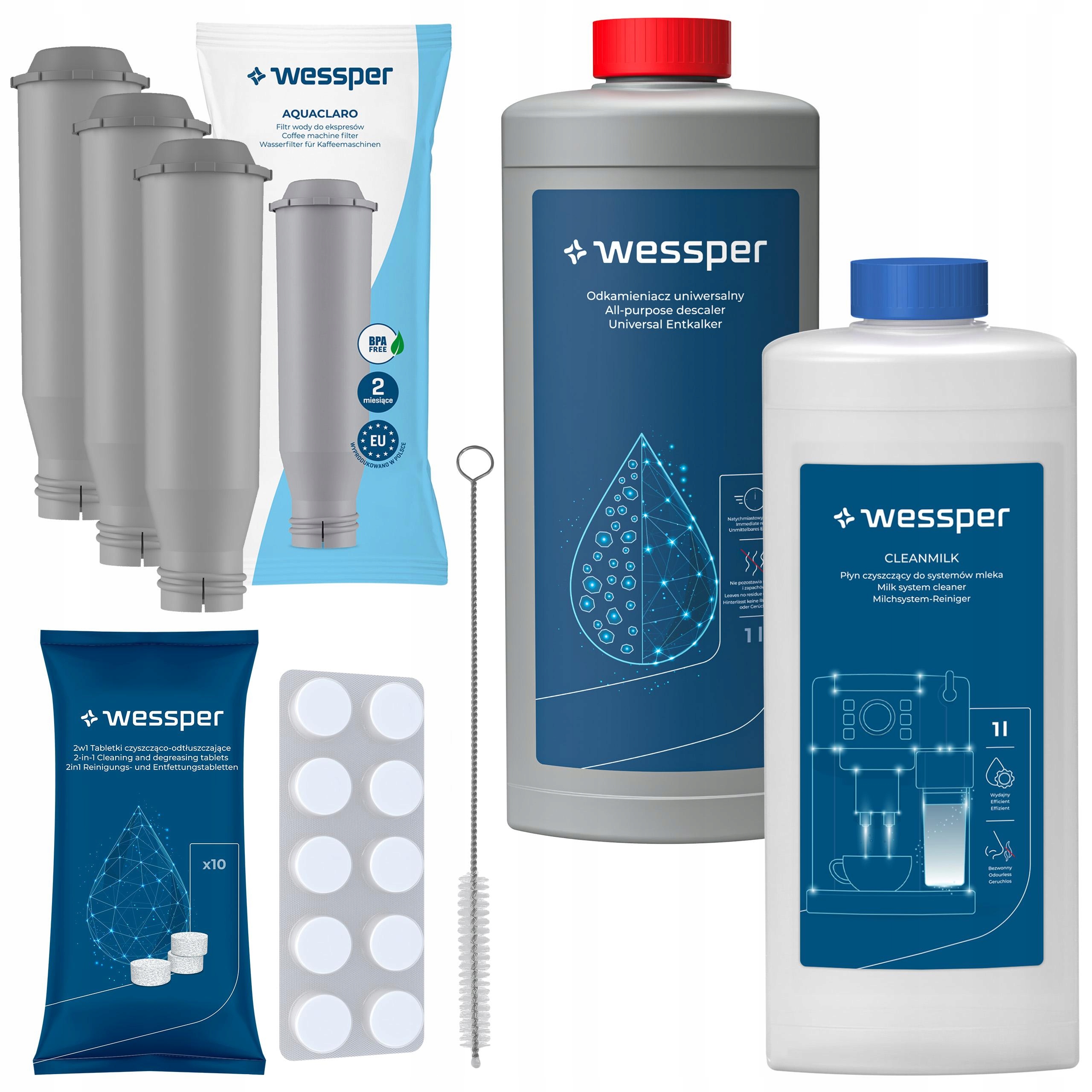 Wessper sada pro kávovar Krups: 3 x vodní filtr, odvápňovač, tekutina, tablety