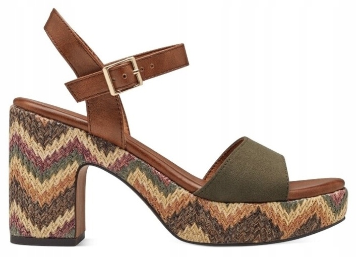 Marco Tozzi zelené dámské sandály na ozdobném podpatku 40