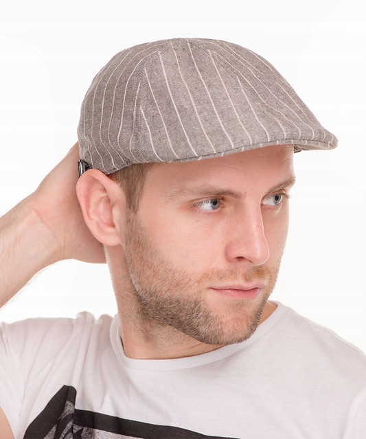 

Jasnoszary Letni Kaszkiet Męski Len Czapka