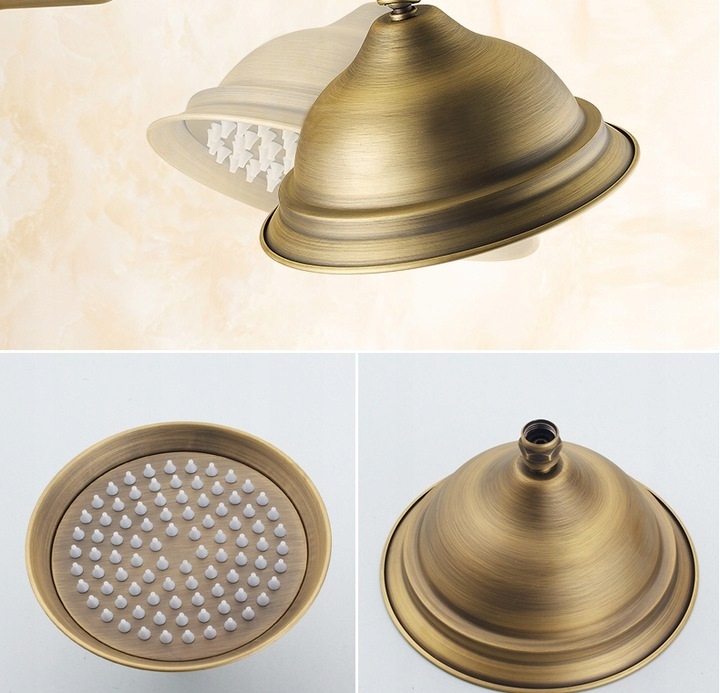 BATERIA WANNOWA RETRO DESZCZOWNICA ZŁOTA PRYSZNIC Linia RETRO