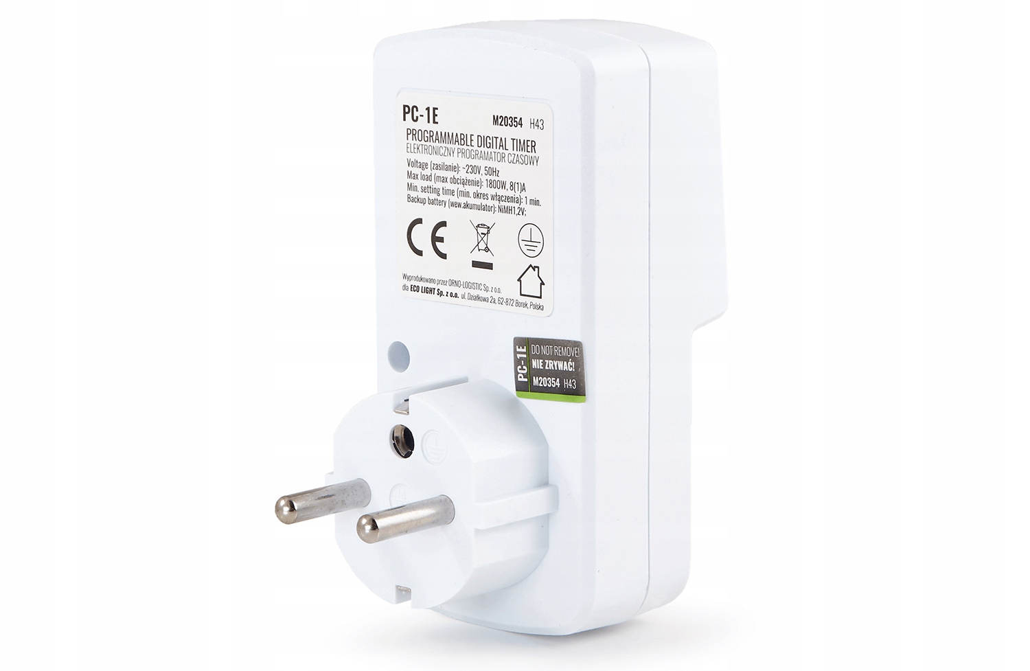 PROGRAMATOR CZASOWY ELEKTRONICZNY TYGODNIOWY PC-1E 1800W Model Elektroniczny