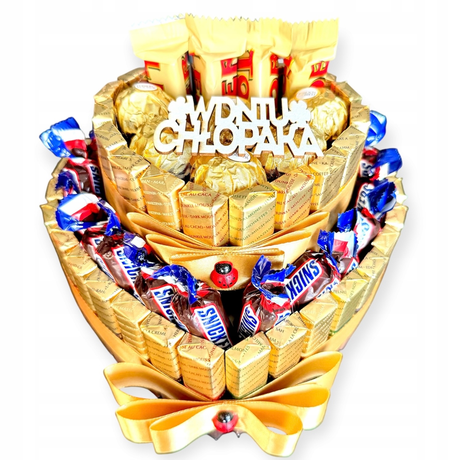 Tort Serce Merci na Dzień Chłopaka dla Brata Syna Kolegi napis