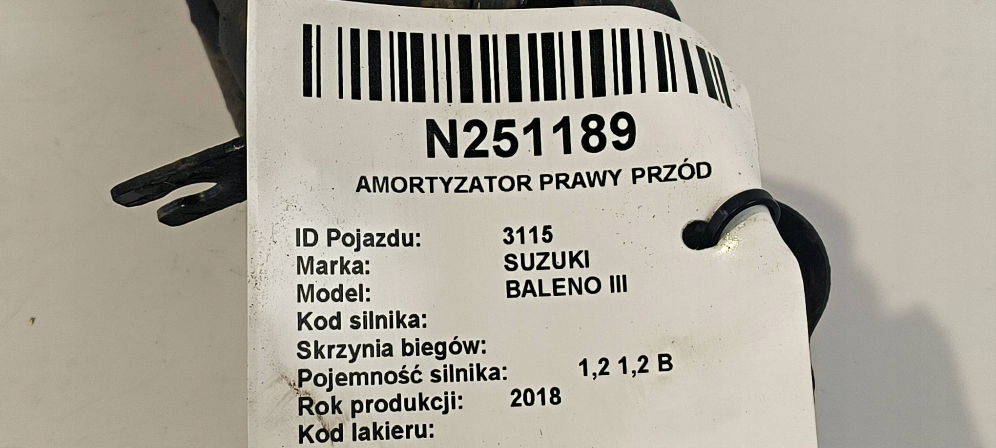 shock absorber right front SUZUKI BALENO III