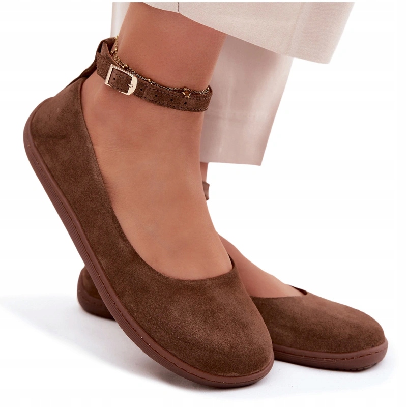 Baleríny Barefoot Ploché Pohodlné Kůže Semiš Zazoo 020 Hnědé 39