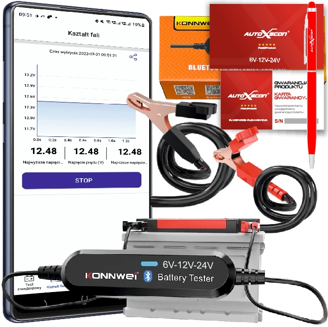 

Tester Akumulatorów Bluetooth Konnwei 6V 12V 24V!