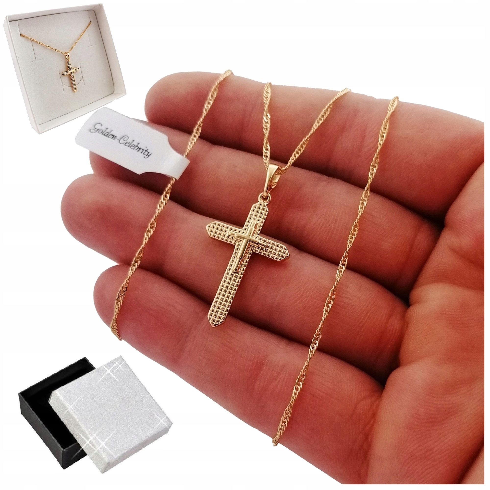 Zlatý Náhrdelník Křížek Se Zirkony 18K Jako Dárek Pro Babičku, Maminku, Ni