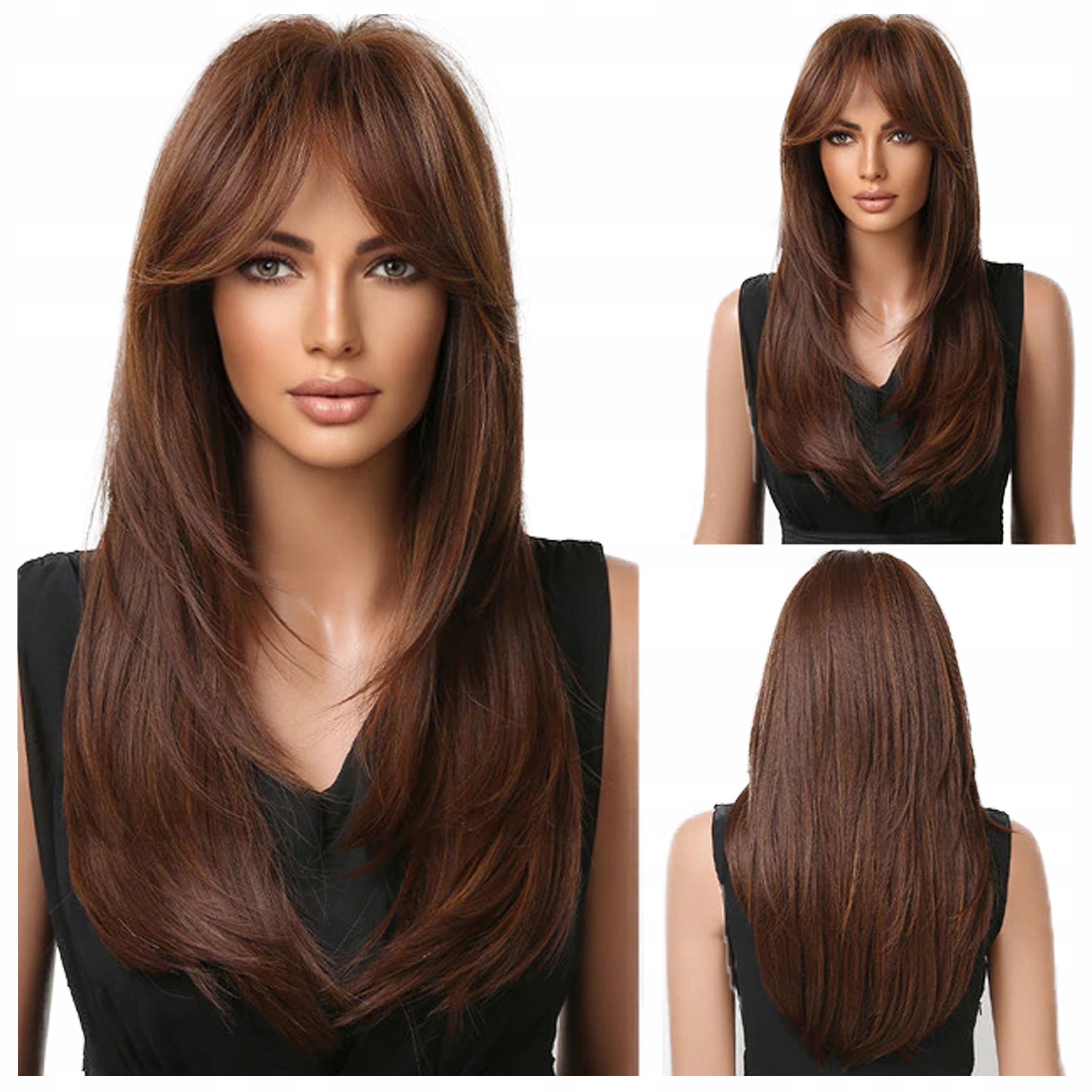 Peruka brązowe włosy Jak Naturalne grzywka