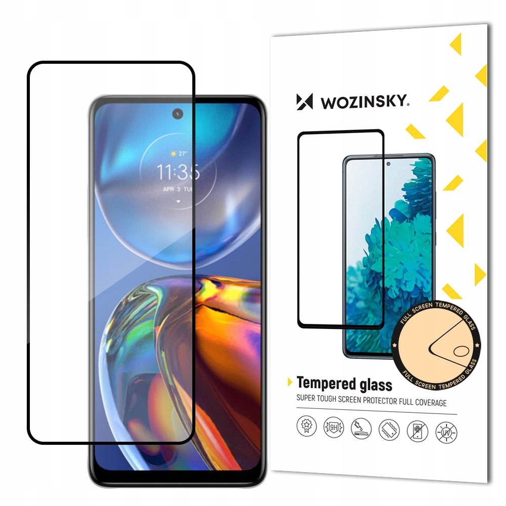 Wytrzymałe szkło hartowane 9H na cały ekran Motorola Moto E32 z ramką Case