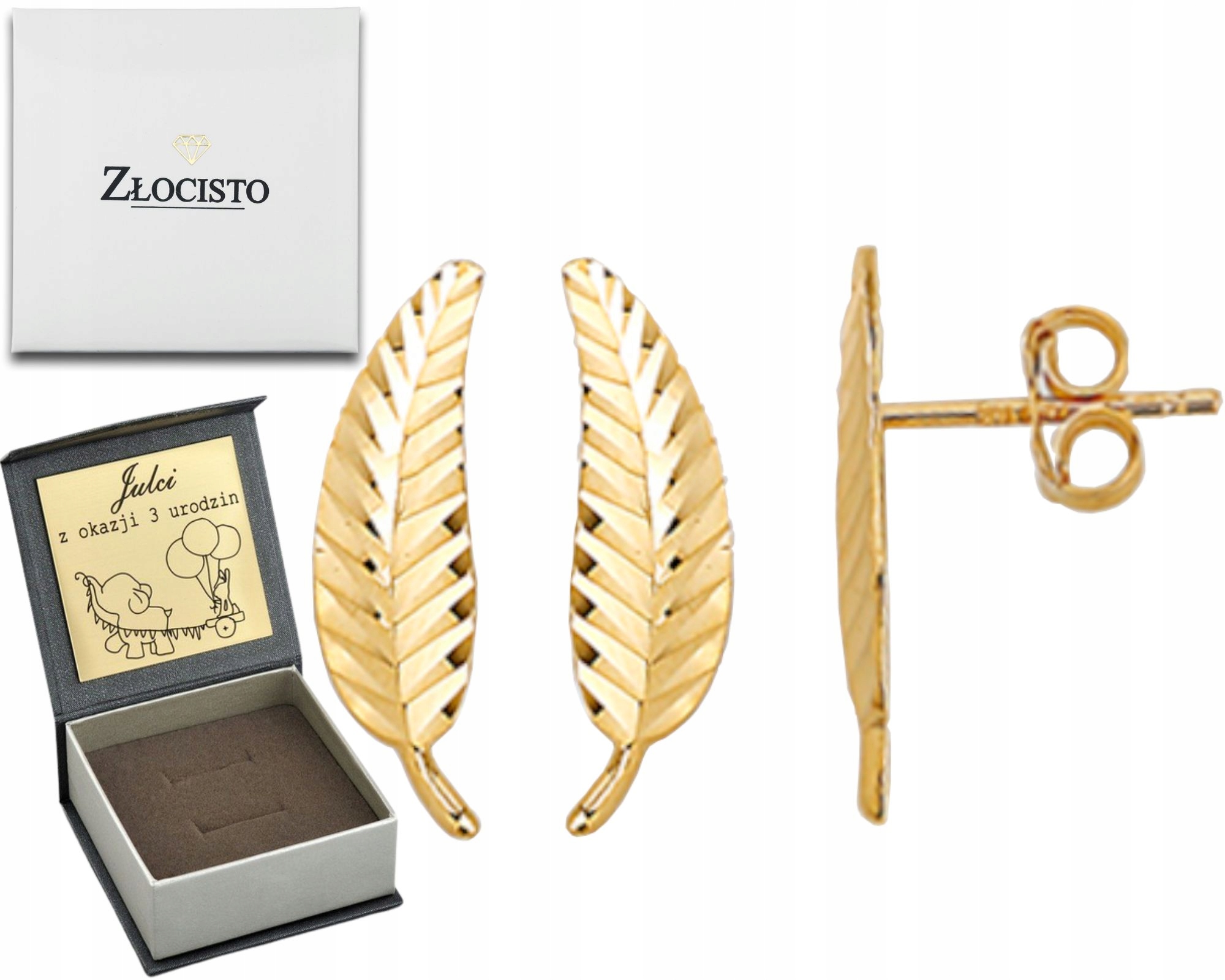 Zlaté Náušnice S Diamantovým Lístečkem 585