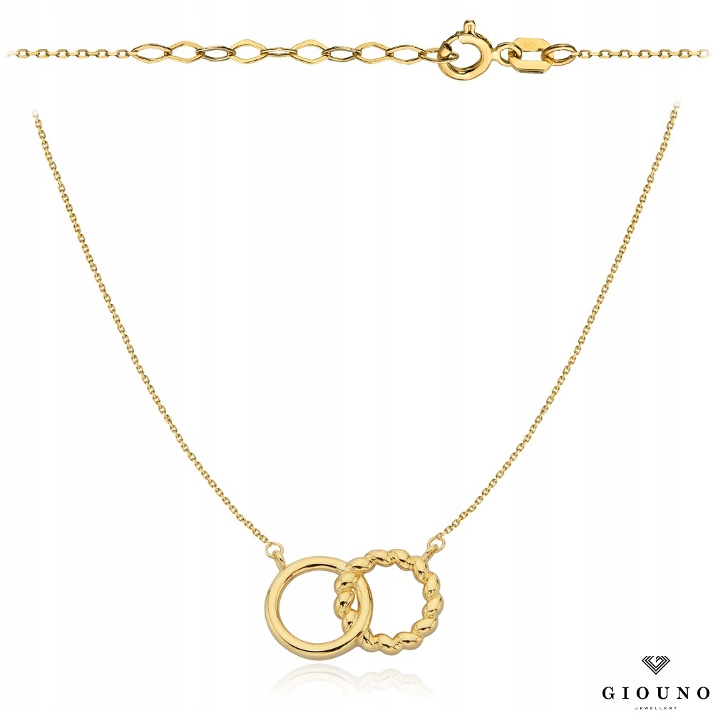 Naszyjnik złoty 585 dwa kółeczka Stan opakowania oryginalne