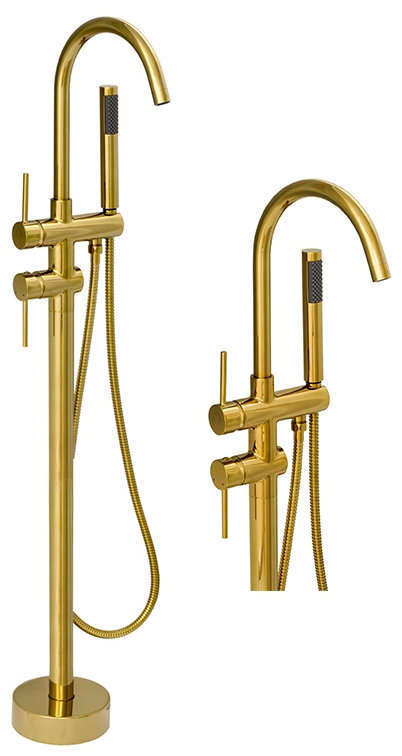 Voľne Stojaca Podlahová Batéria Sprchová Vysoká Výpust Pre Vaňu Zlatá Kivo