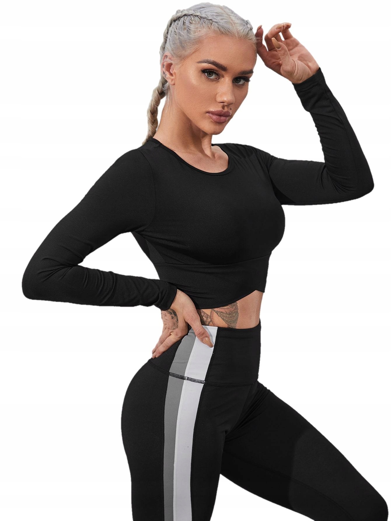 Shein Top Sportowy Czarny Krótki Gładki 40/42 Vpu