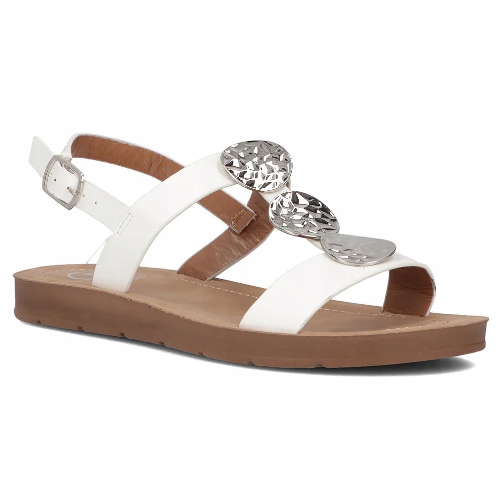 Buty damskie buty letnie sandały płaskie Filippo białe ozdoba r.39