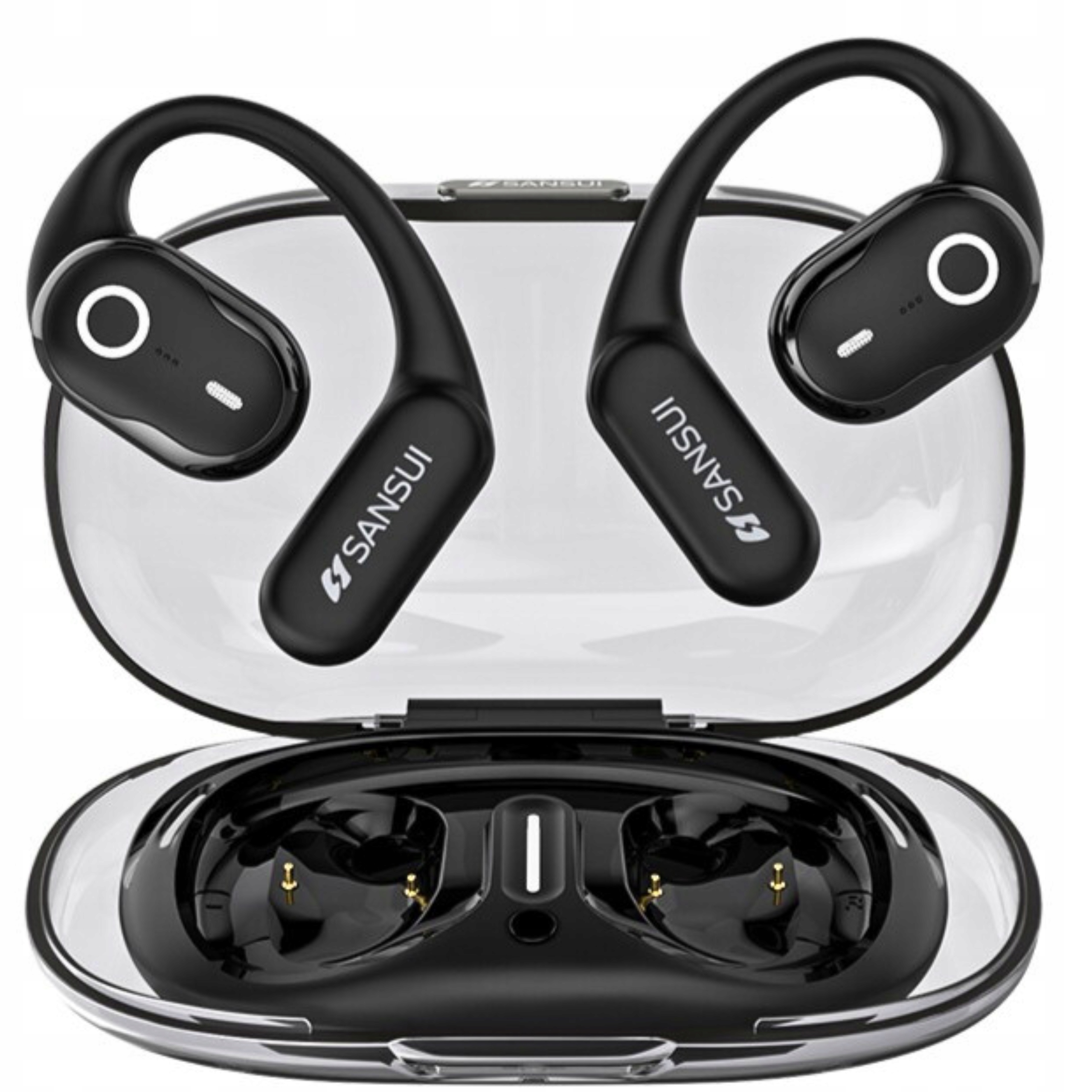 SŁUCHAWKI BEZPRZEWODOWE zauszne SANSUI w26 dwa mikrofony BLUETOOTH 5.4