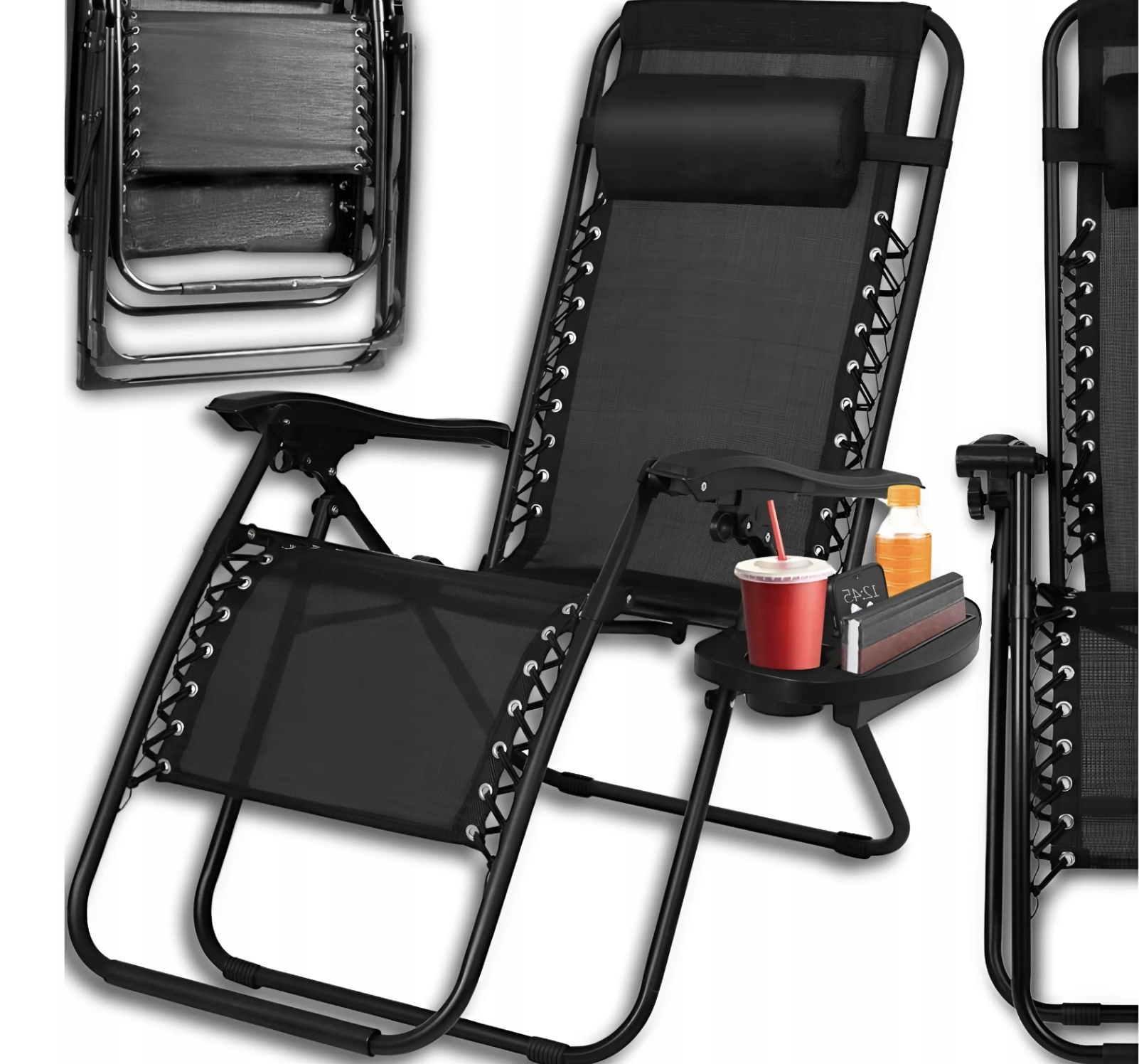 Metalowy Składany fotel Leżak Krzesło leżanka ogrodowy plażowy Poduszka