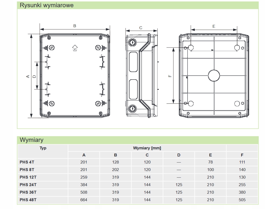 NOARK Rozdzielnica n/t PHS 12T IP65 1000V DC 1x12 Stopień ochrony IP IP65