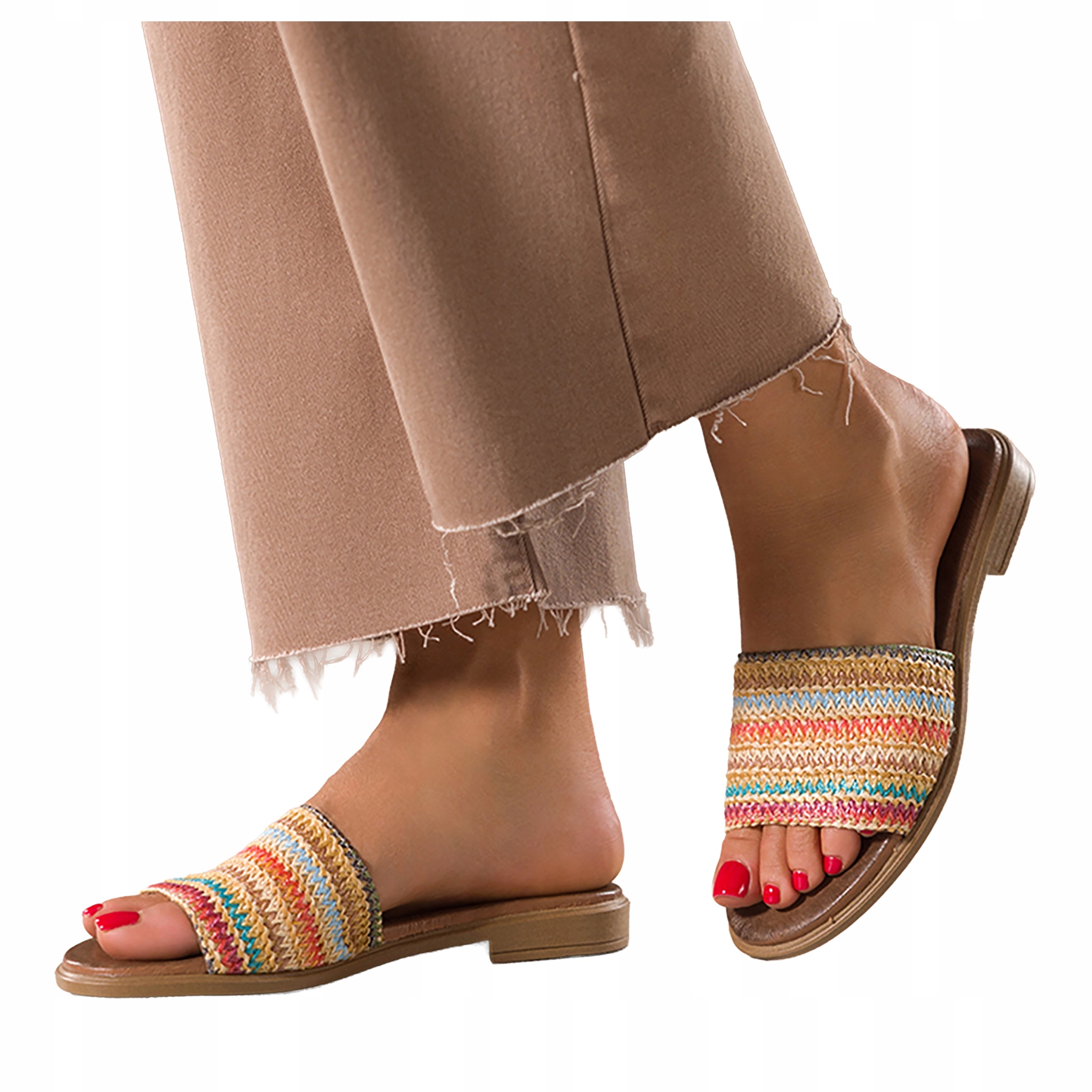 Nazouváky Vícebarevné Dámské Kožené Široký Pletený Pásek Pohodlné vel. 39