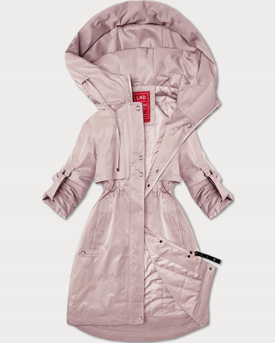 Tenká Bunda S Kapucí 24591 Pud. Růžová L (40)