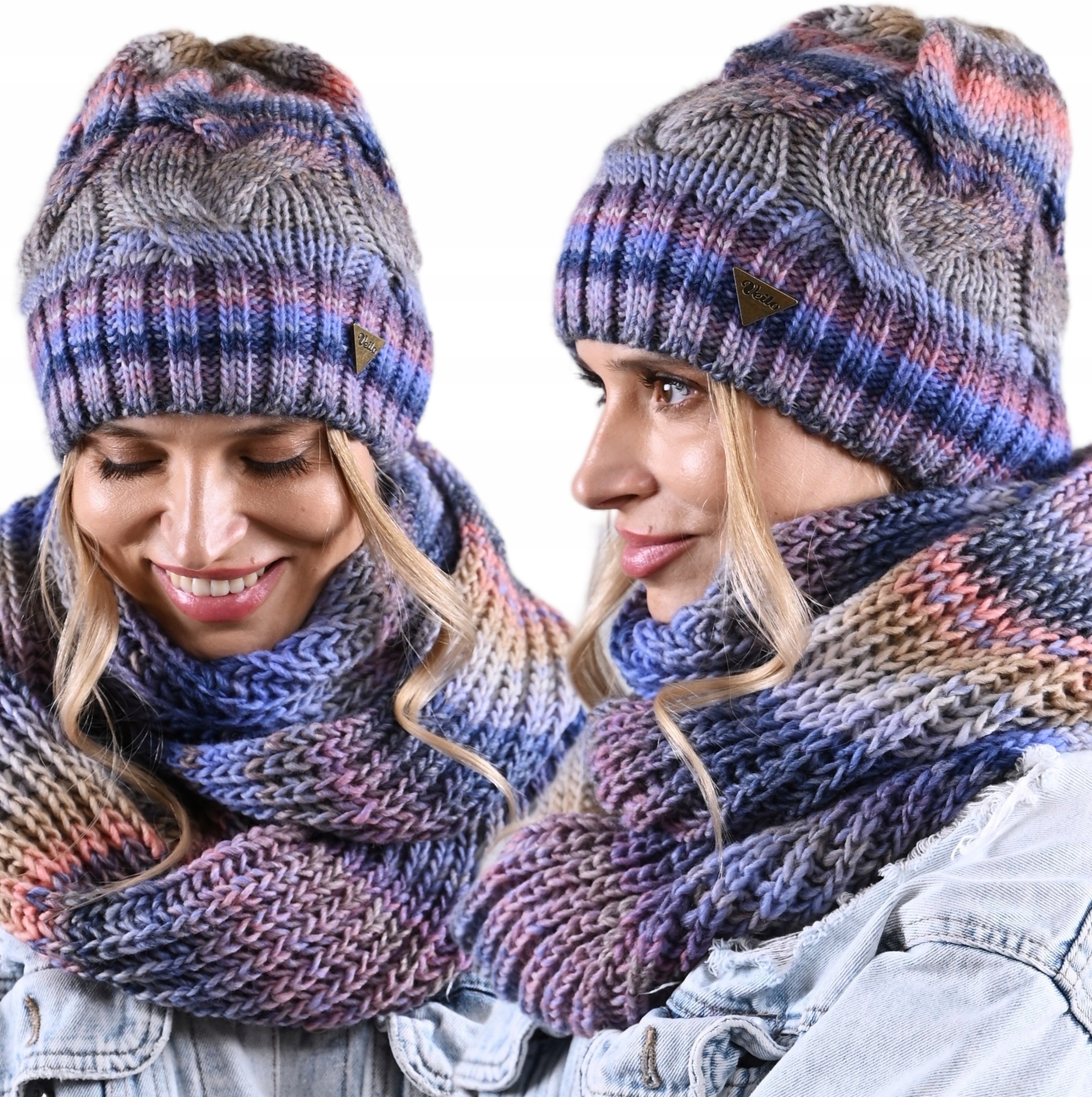 Dámská sada čepice a nákrčník , Premium Vlna, Polský