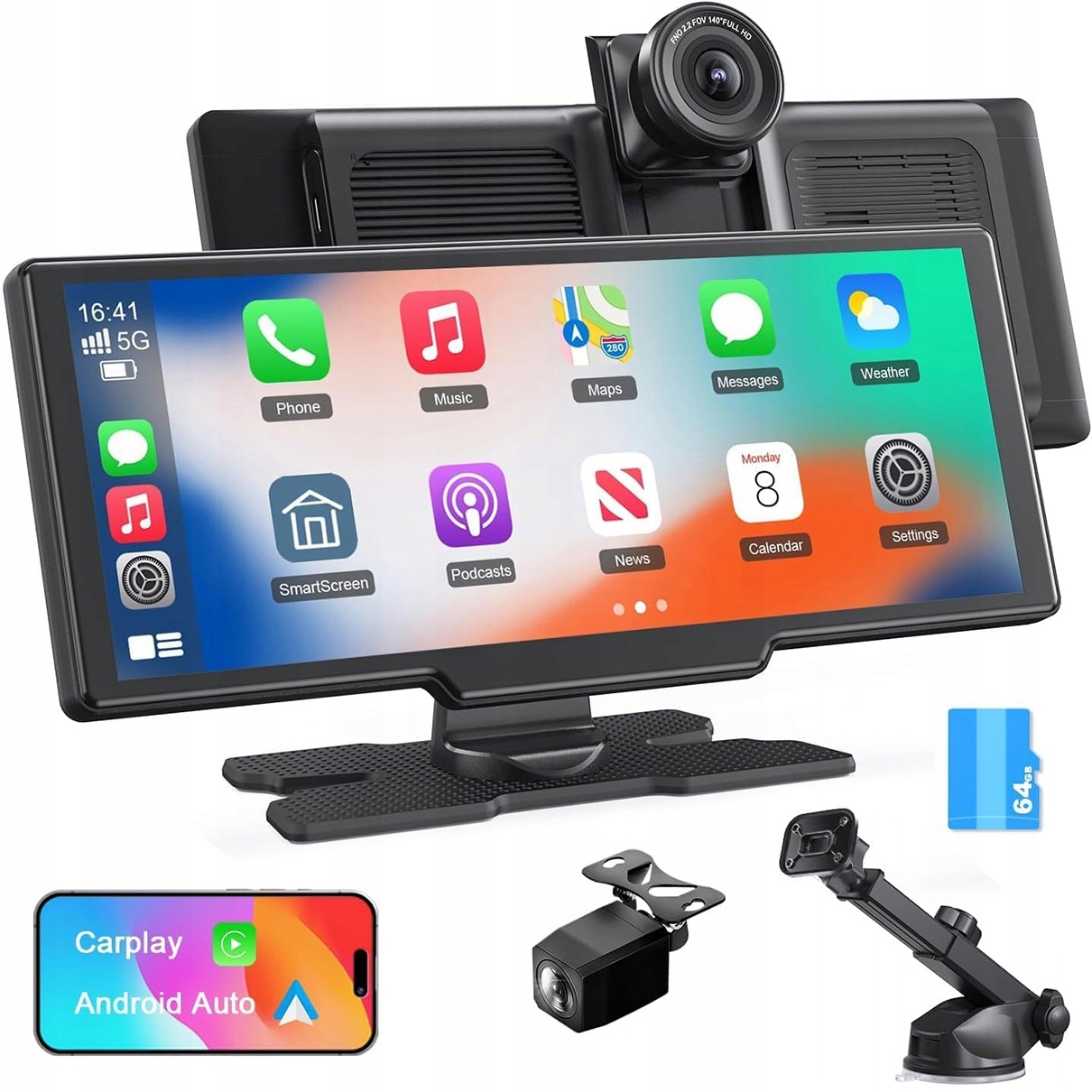 Radio Stacja Multimedialna Ekran Car Play 9.26" Carplay 2 Kamery 4K 64GB Sd