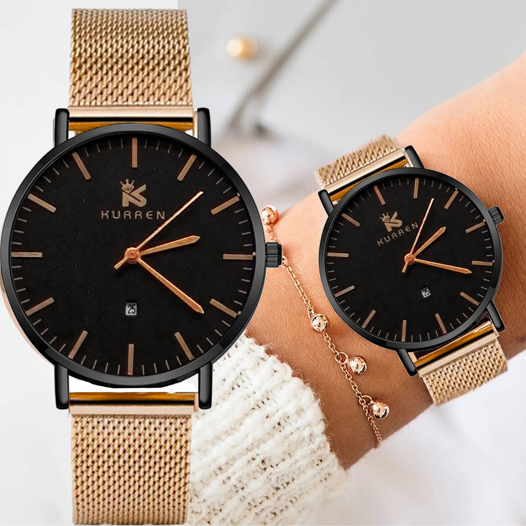 KLASYCZNY MODNY ZEGAREK DAMSKI CYRKONIE 4 KOLORY Model 5905143348536