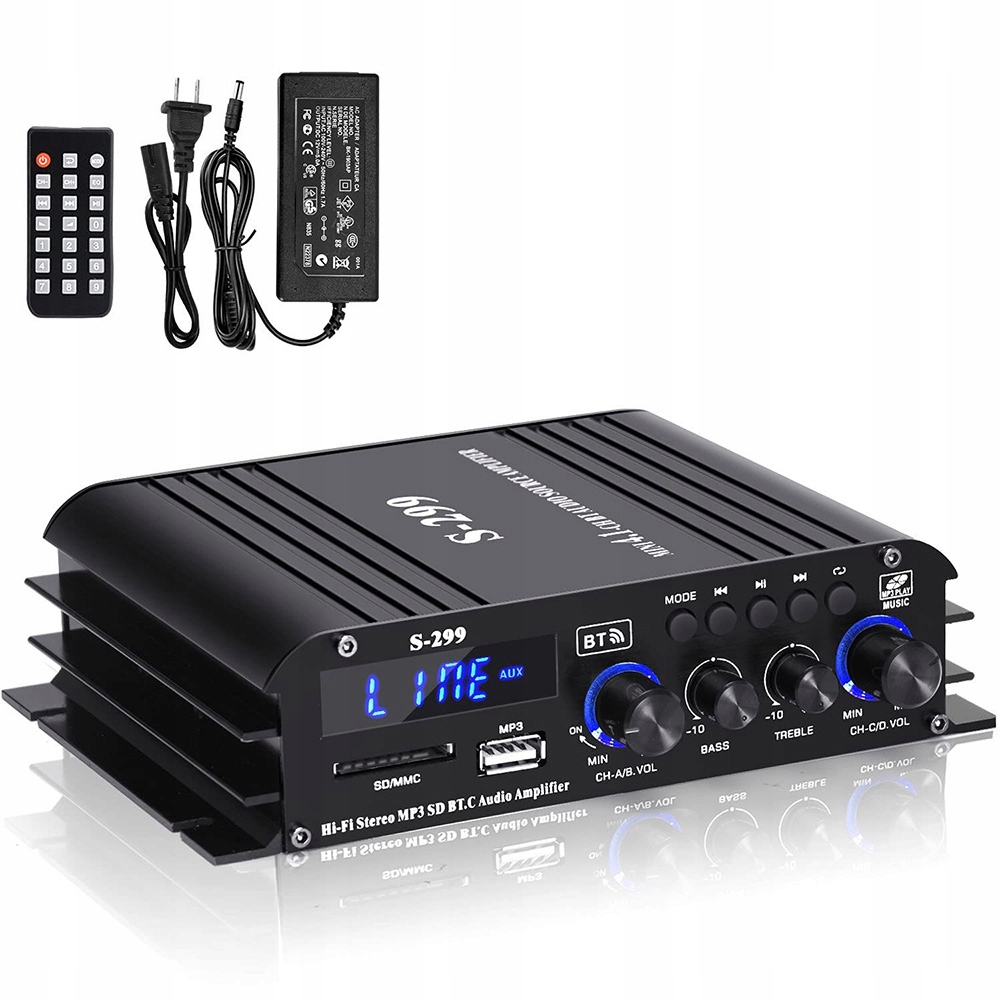 Hi-Fi zesilovač 4.1 S-299 Bluetooth s Usb/sd/aux 40Wx4 max 800W subwooferem
