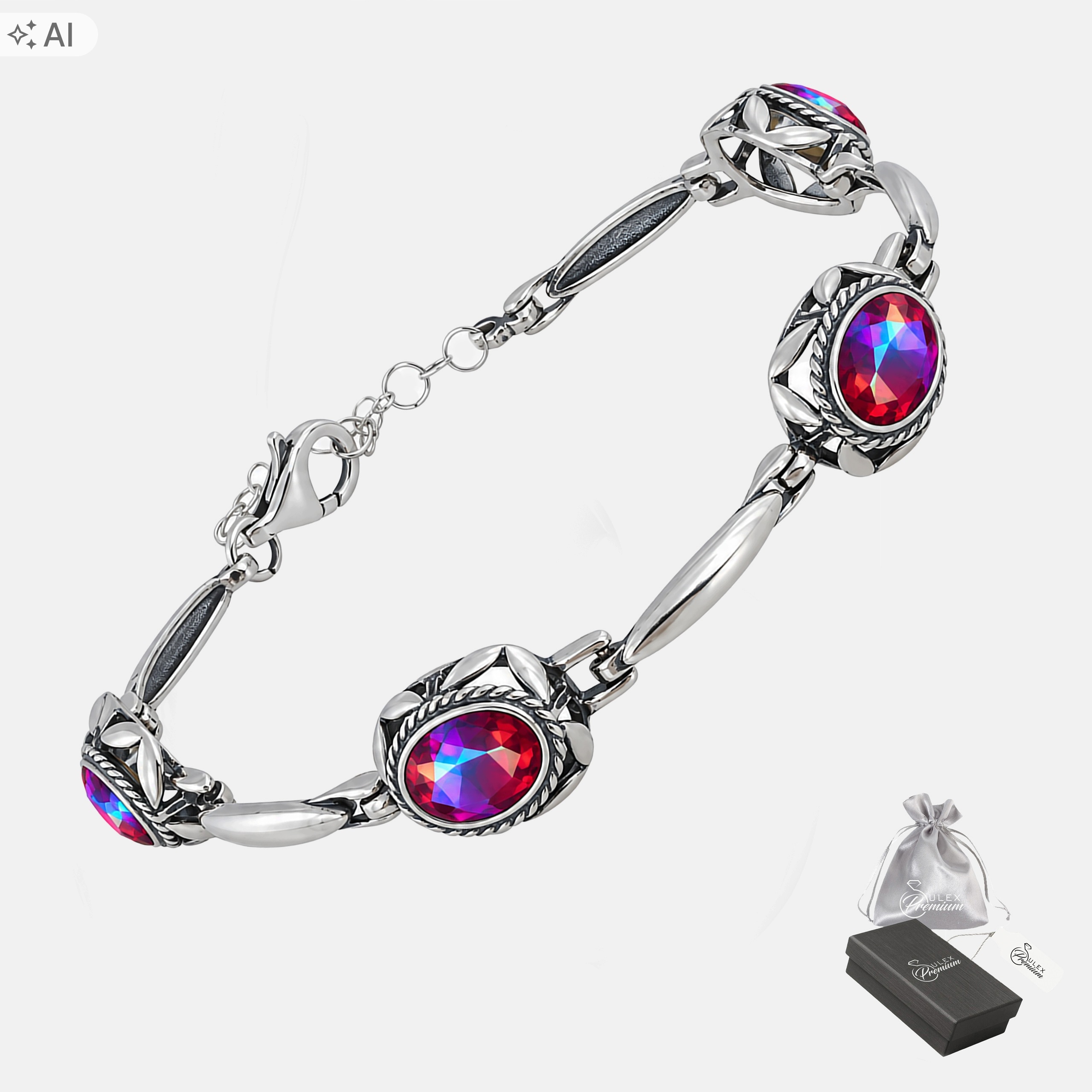Stříbrný náramek ryzost 925 s duhovými krystaly Siam Elegantní pro ni