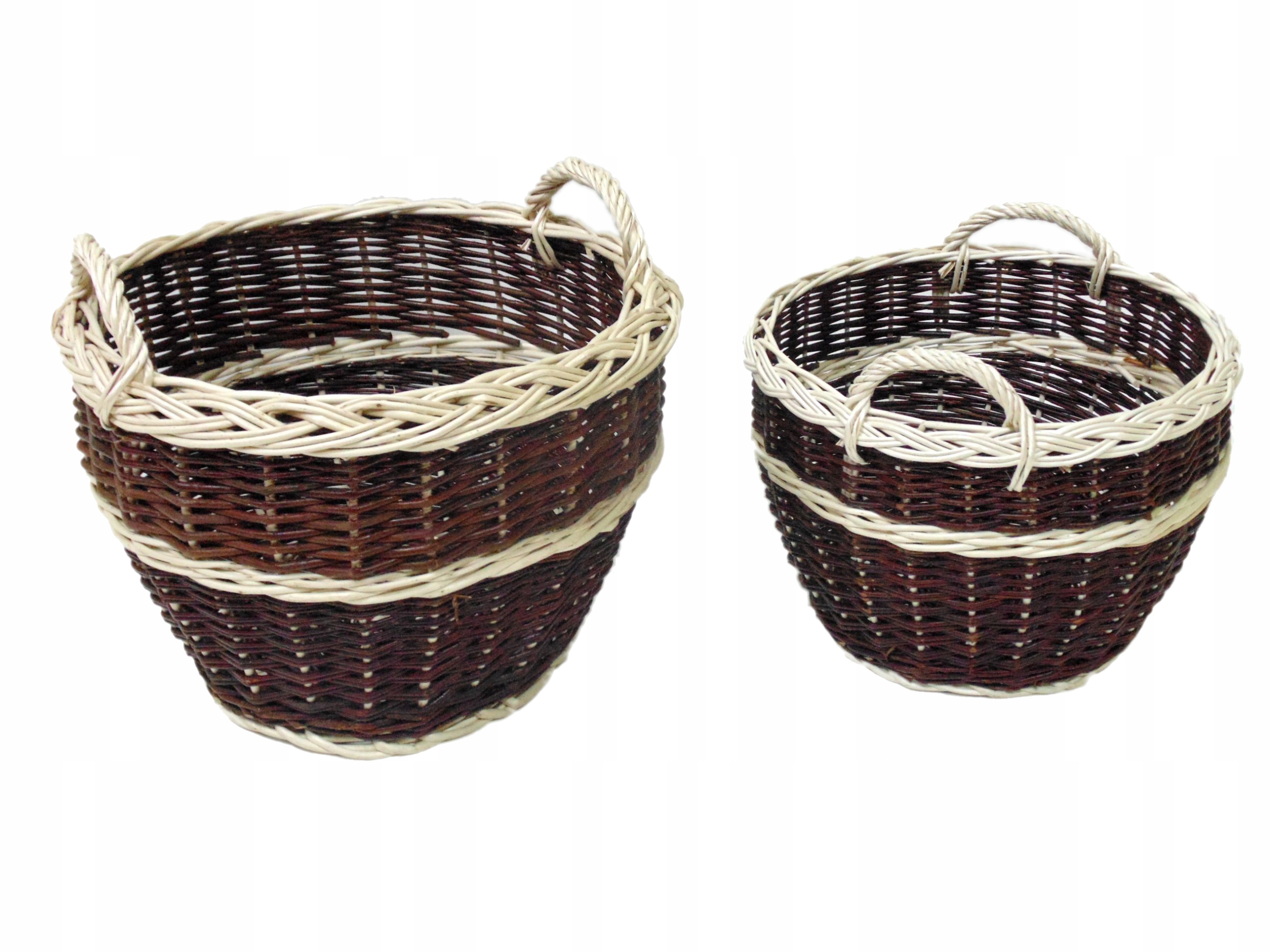 KOSZ GOSPODARCZY NISKI ZDOBIONY JASNĄ WIKLINĄ 2szt