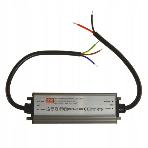 

Zasilacz Led 12V 30W napięciowy IP67 aluminium