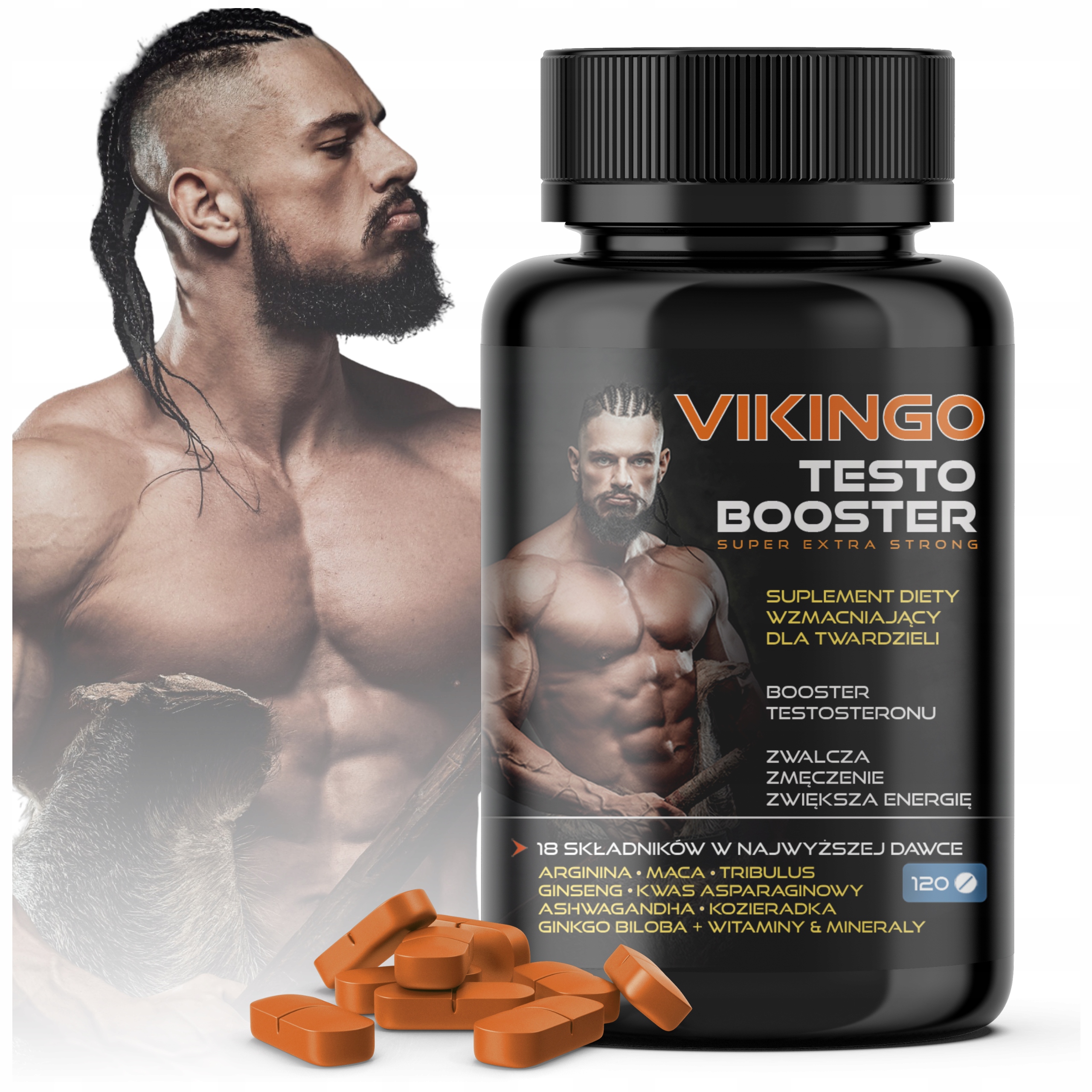 Testosteron tablety Booster testosteronu Ashwagandha Arginin Tribulus Daa