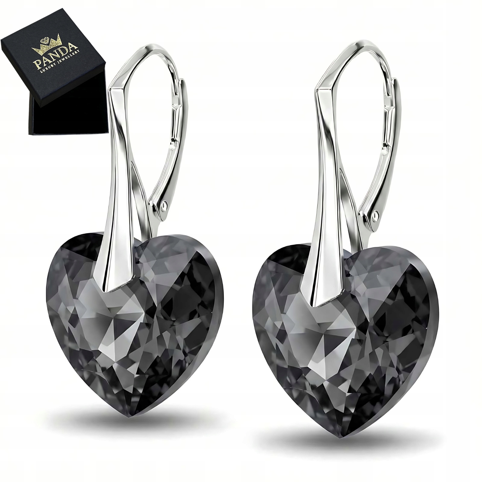 Stříbrné Náušnice 925 Srdce Křišťál Dárek Ženy Mámy Dívky Svatba