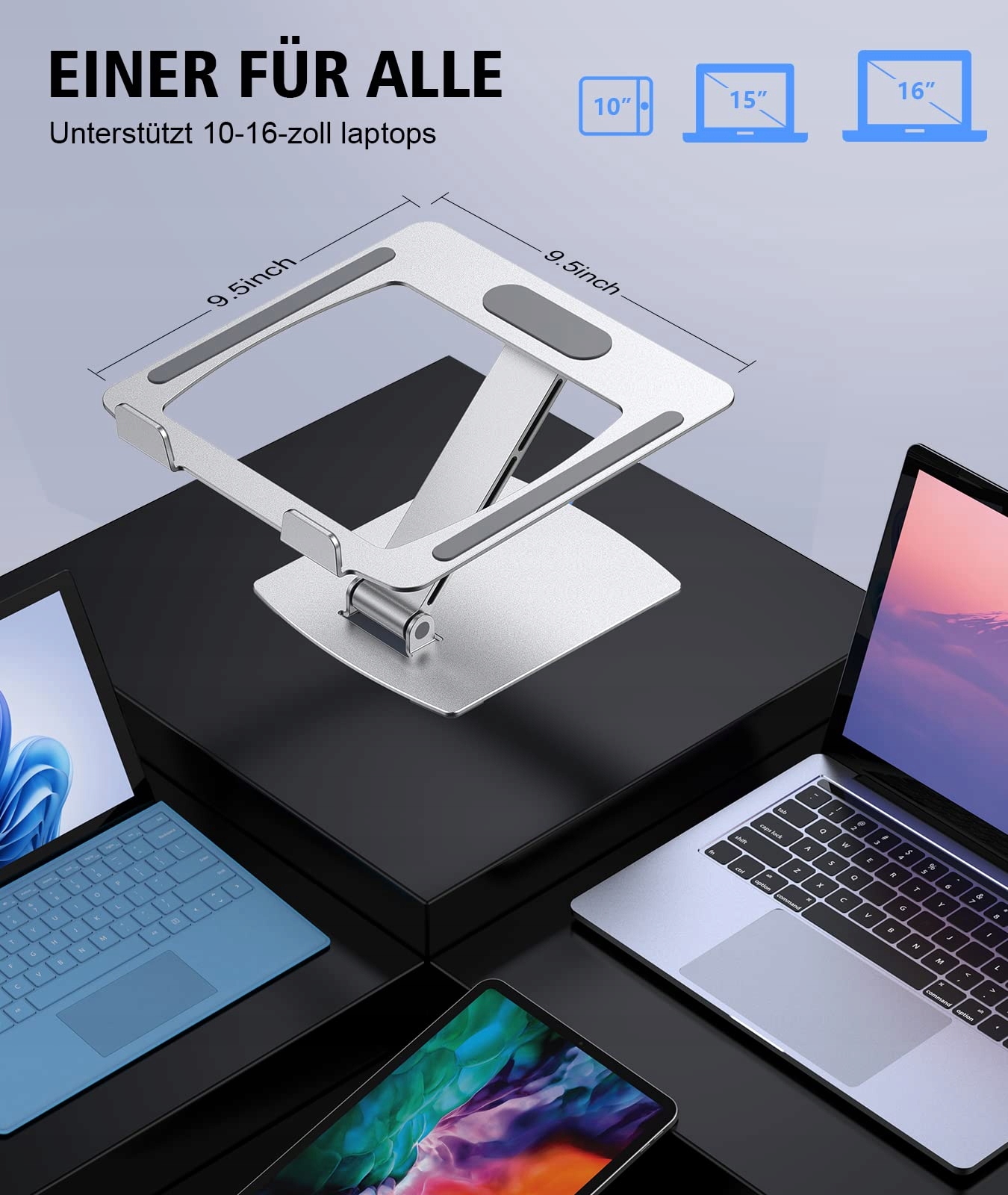 GLANGEH REGULOWANY STOJAK NA LAPTOPA ALUMINIOWY KOMPATYBILNY Z MACBOOK — miniatura 6