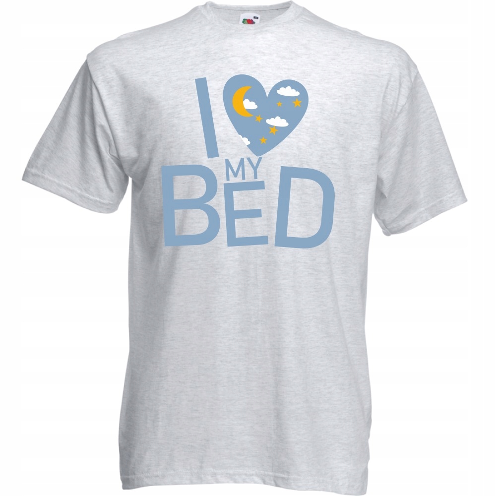 

Koszulka I love my bed łóżko spanie S ash szara