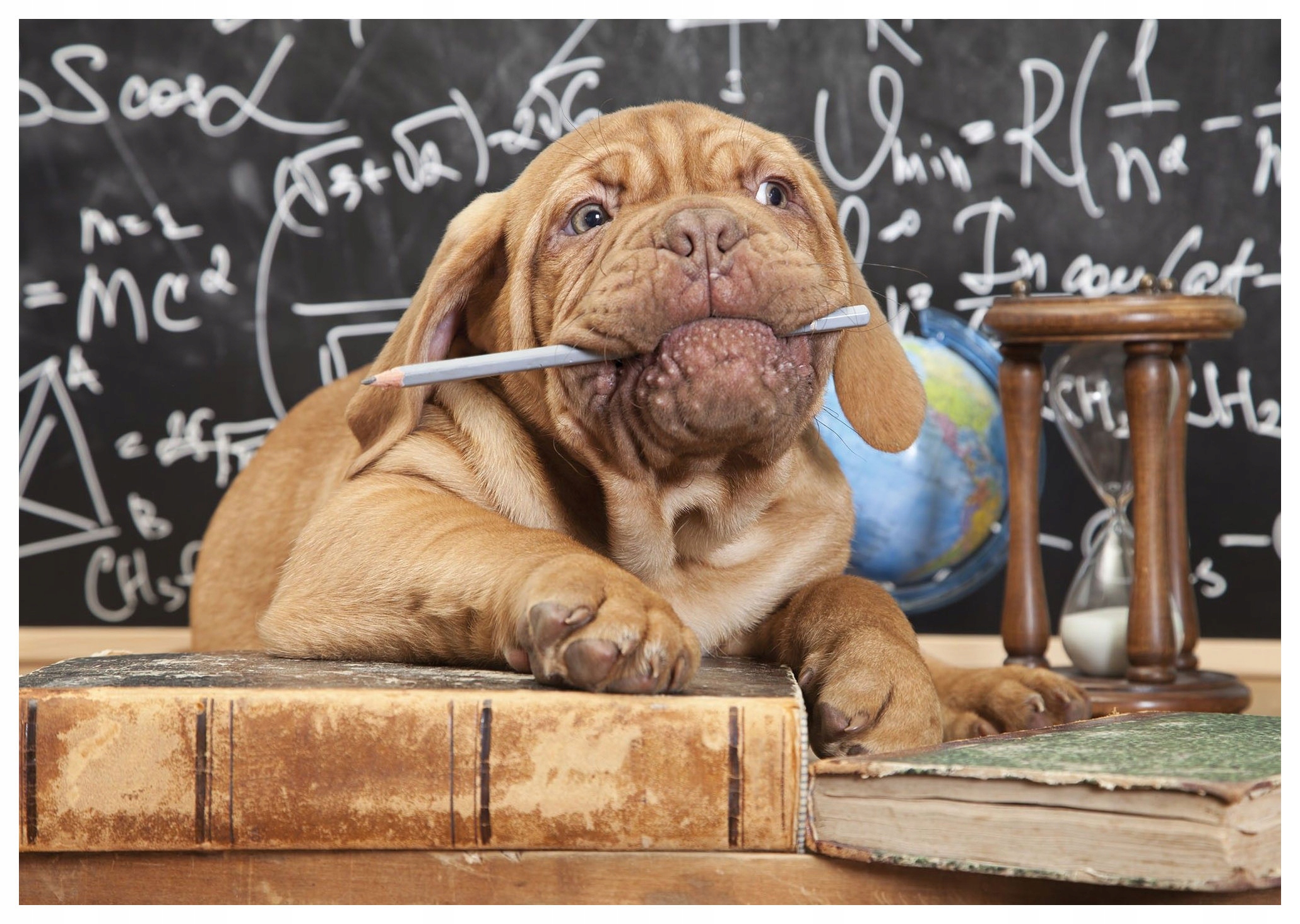 Fototapeta Moudrý pes, žák, humor a znalosti na zdi 208x146 lepidlo