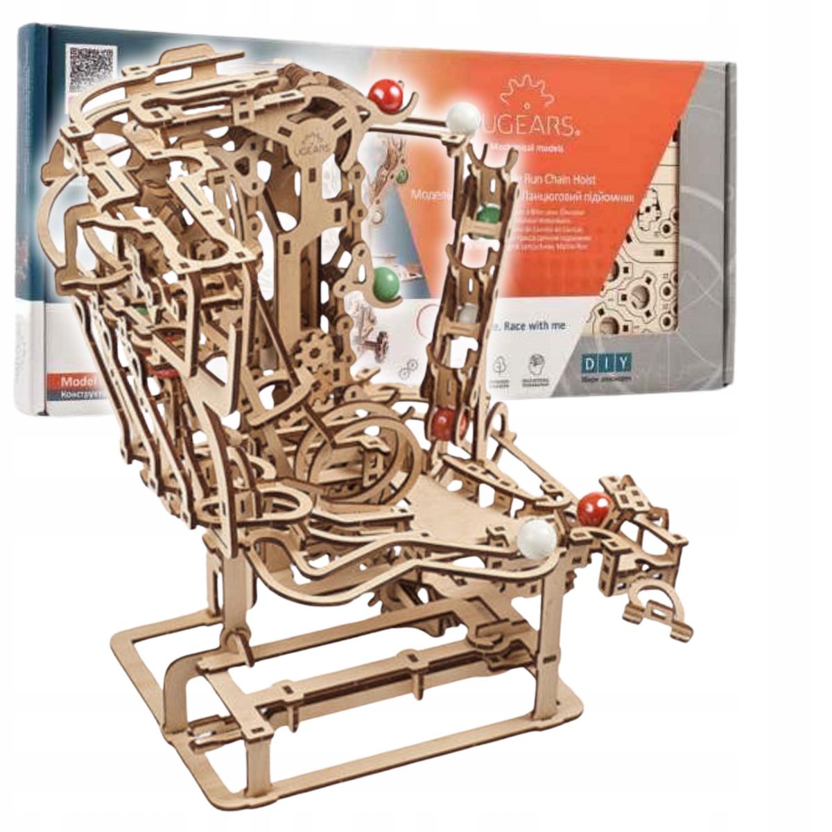 Puzzle 3D Wciągnik Łańcuchowy Mechaniczny Do Składania Tor Ugears 70156